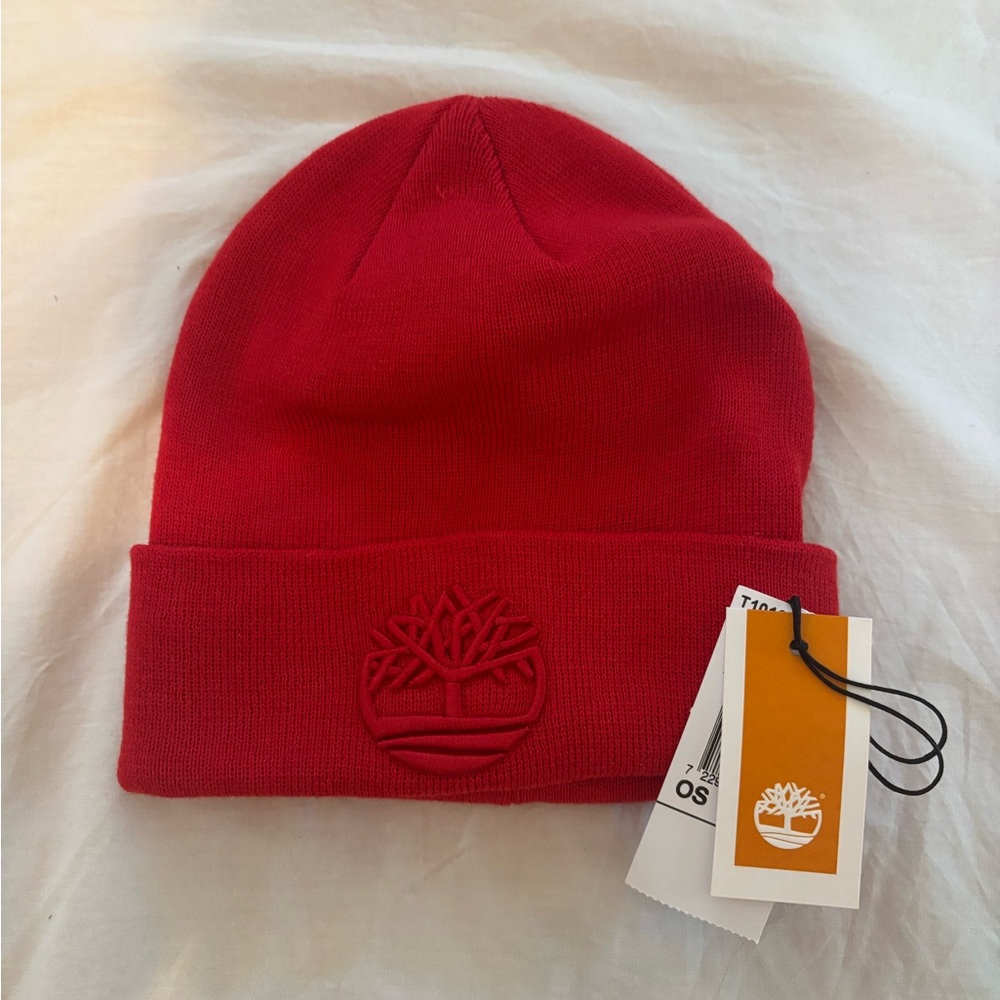 Red Timberland Beanie Skull Cap OS Unisex NWT